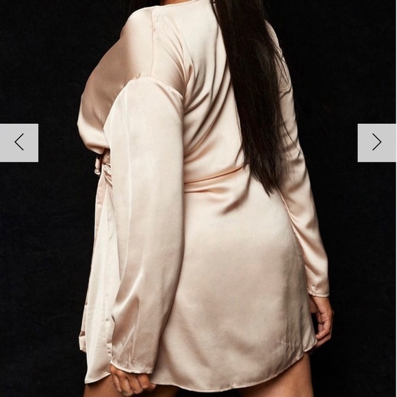 LA'TECIA PLUS SATIN WRAP SHIRT STYLE DRESS - Picture 2 of 5